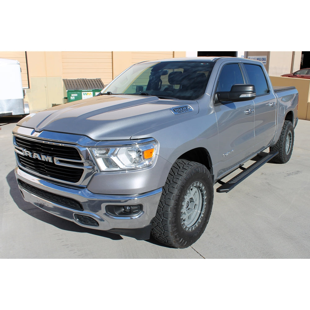 Raptor Series 5in OEM Style Full Tread Slide Track Running Boards Black Textured Aluminum 2201-0041BT