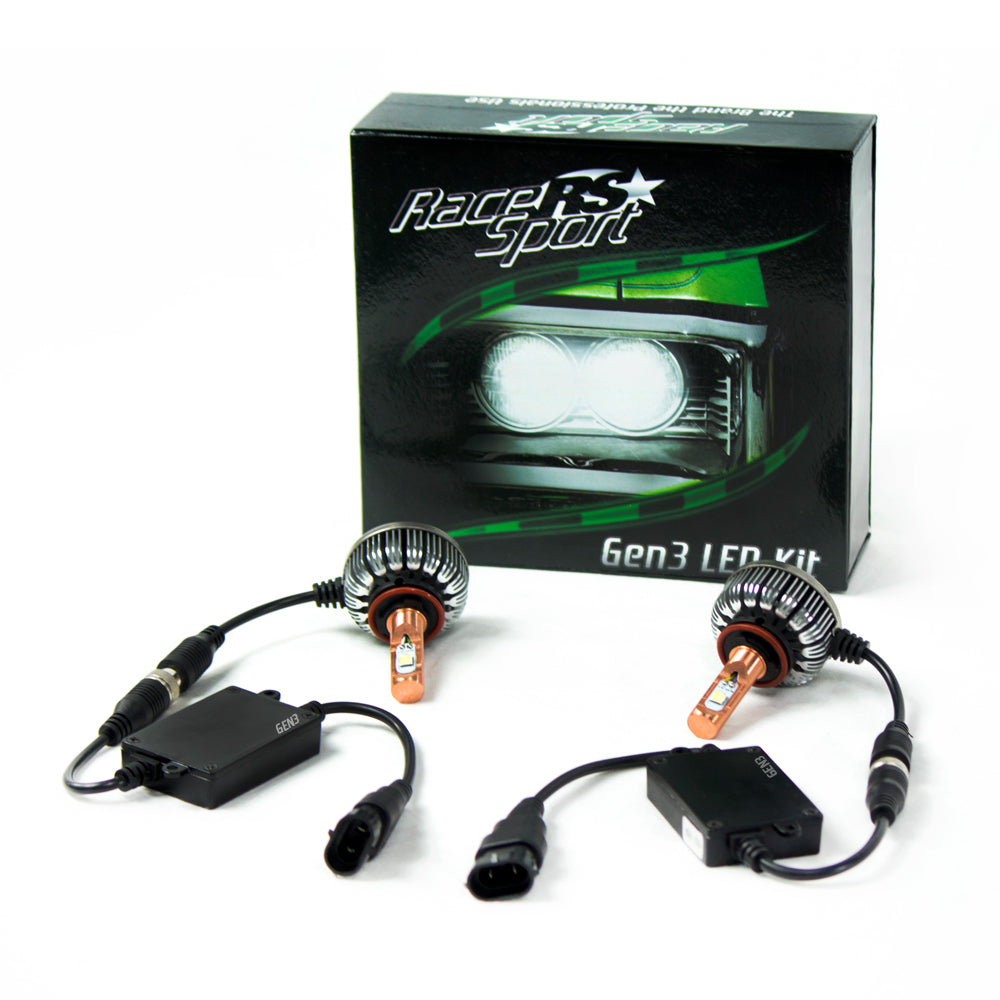 Race Sport GEN3 9004-3 High Low 2700 LUX LED Headlight Kit with 360 Design Copper Core and Pancake Fan Design 9004-LED-G3-KIT