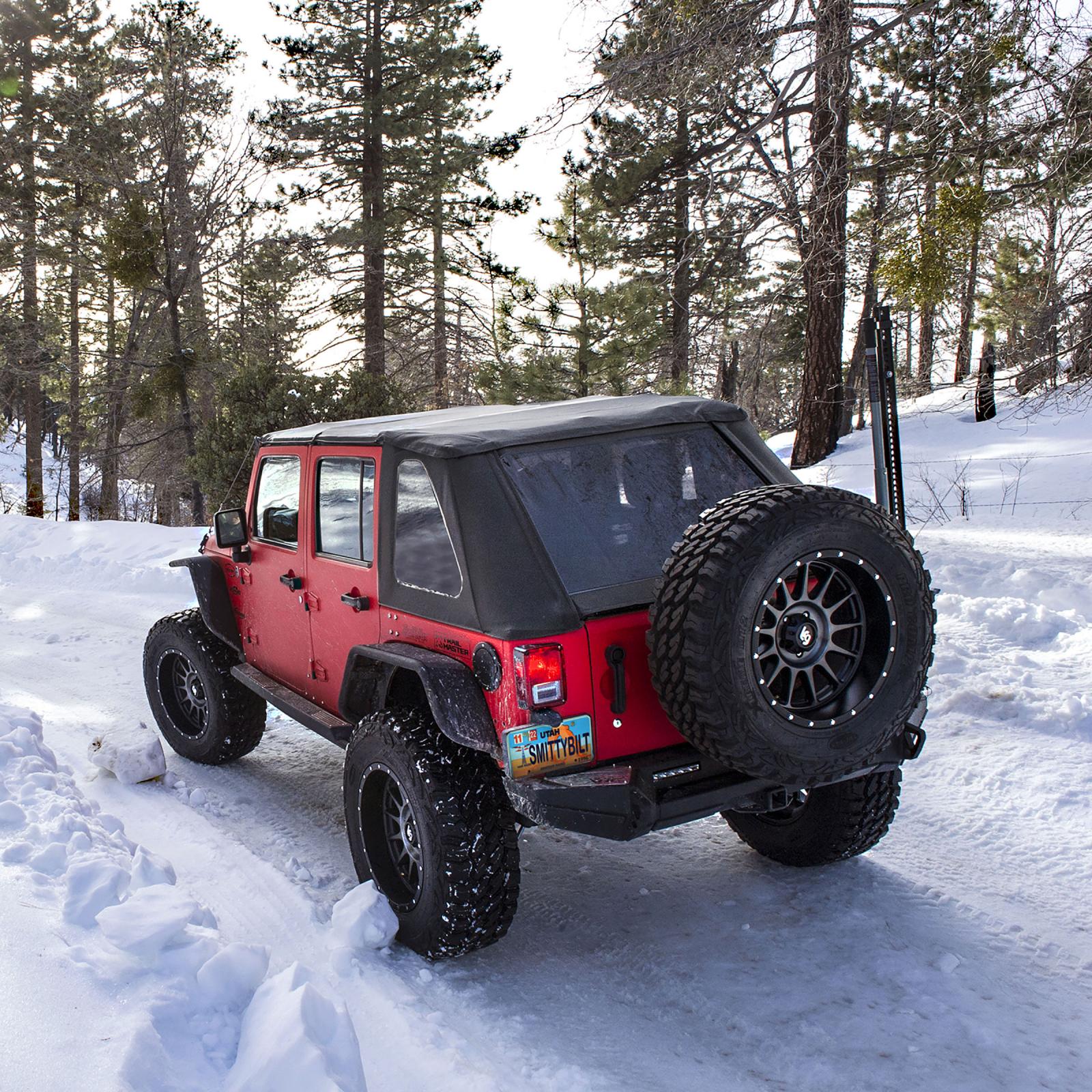 Smittybilt 2007-2018 Jeep Wrangler JK Unlimited 4 Door Protek Bowless Top With Tinted Windows Combo Black 9087135K