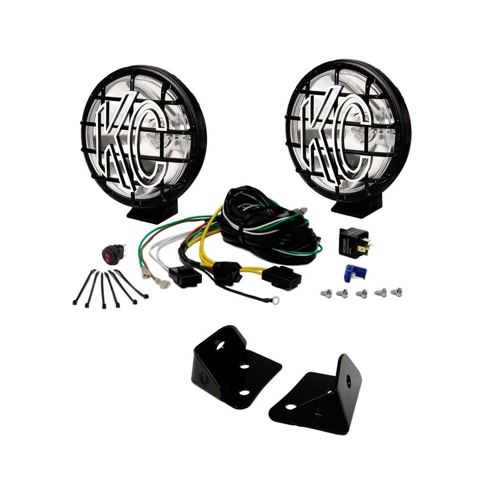 KC Hilites 2007-2018 Jeep Wrangler JK 6" Apollo Pro Halogen 2 Light System Pillar Mount 100W Spot Beam 97102