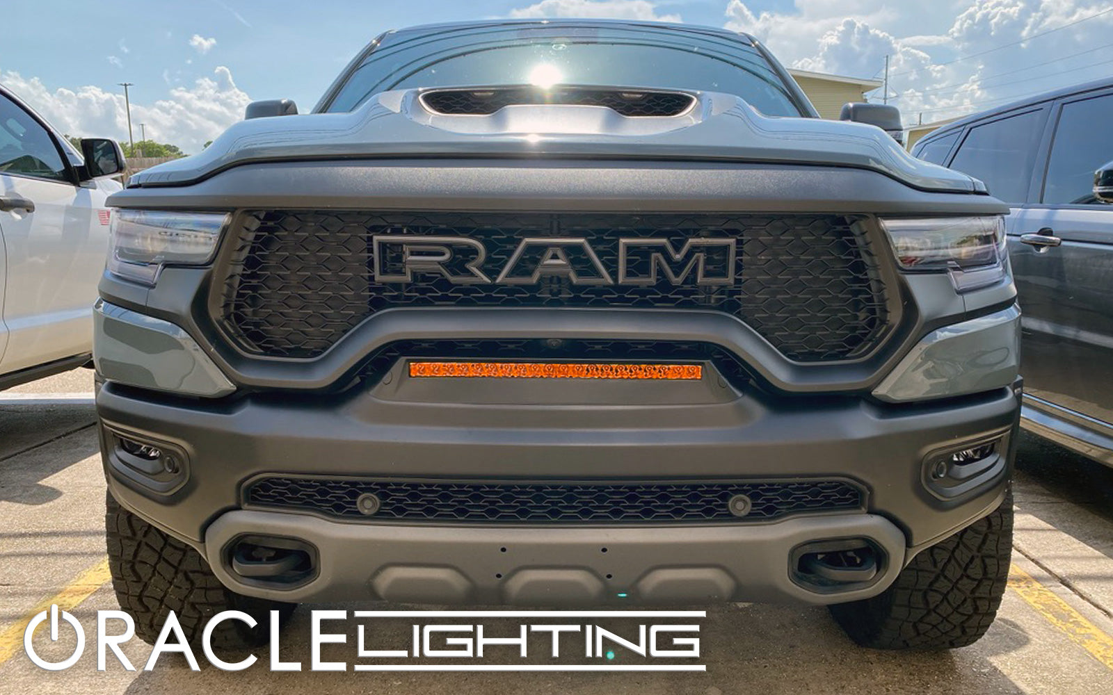Oracle Lighting 2019-2024 Ram 1500 Rebel 2021-2024 Ram 1500 TRX Front Bumper Flush LED Light Bar System Amber 5885-005