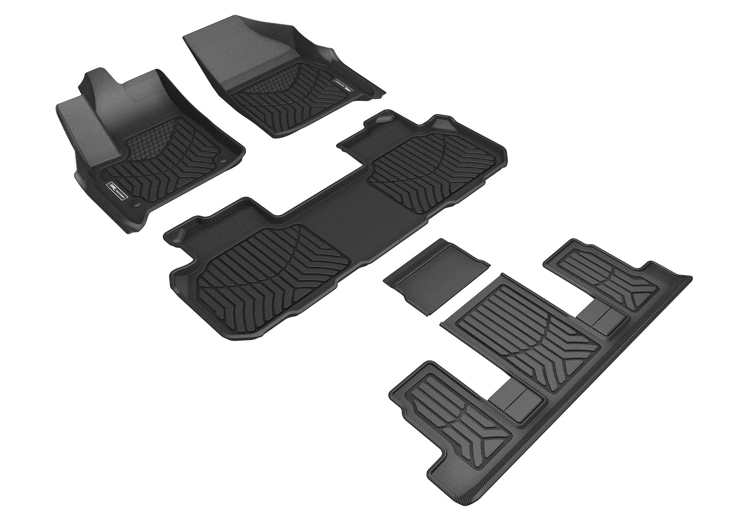 3D Maxpider 2018-2023 Chevrolet Traverse 7-Seat 1St Row 2Nd Row 3Rd Row Maxtrac Carbon Fiber Embossed Pattern Floor Mat Black A5CH08601809