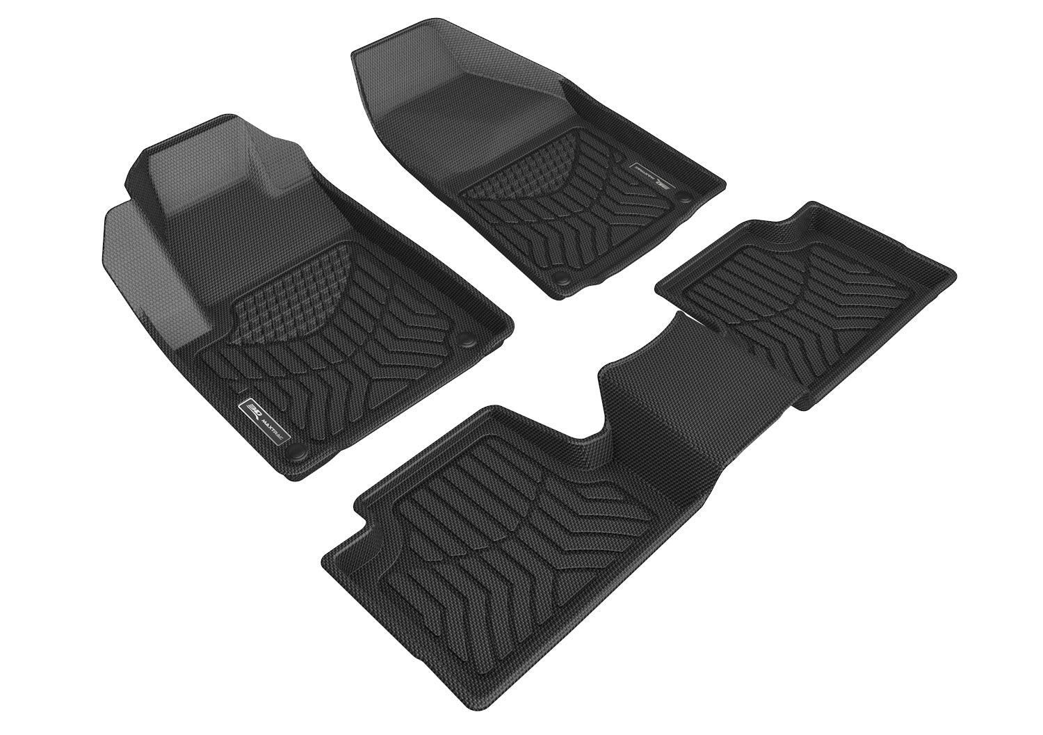 3D Maxpider 2015-2022 Jeep Cherokee Maxtrac 1St Row 2Nd Row Carbon Fiber Embossed Pattern Floor Mat Black A5JP01501809