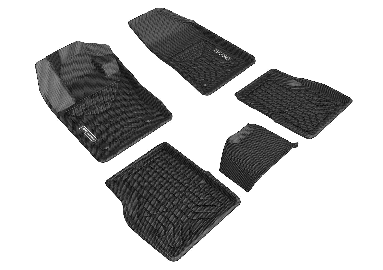 3D Maxpider 2017-2022 Jeep Compass Maxtrac 1St Row 2Nd Row Carbon Fiber Embossed Pattern Floor Mat Black A5JP01601809