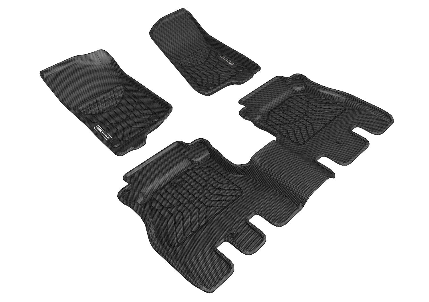 3D Maxpider 2018-2023 Jeep Wrangler JL Unlimited 1St Row 2Nd Row Maxtrac Carbon Fiber Embossed Pattern Floor Mat Black A5JP01901809
