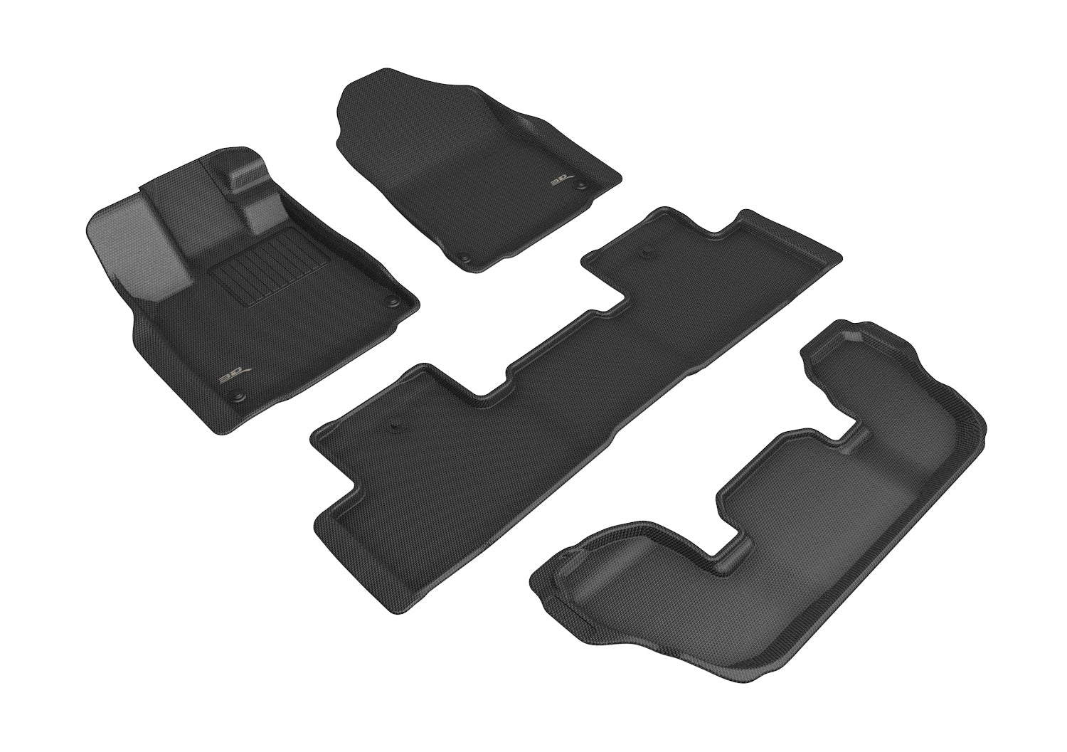3D Maxpider 2022-2024 Acura MDX 1st Row 2nd Row 3rd Row Floor Mat Kagu Carbon Fiber Embossed Pattern Black L1AC01601509