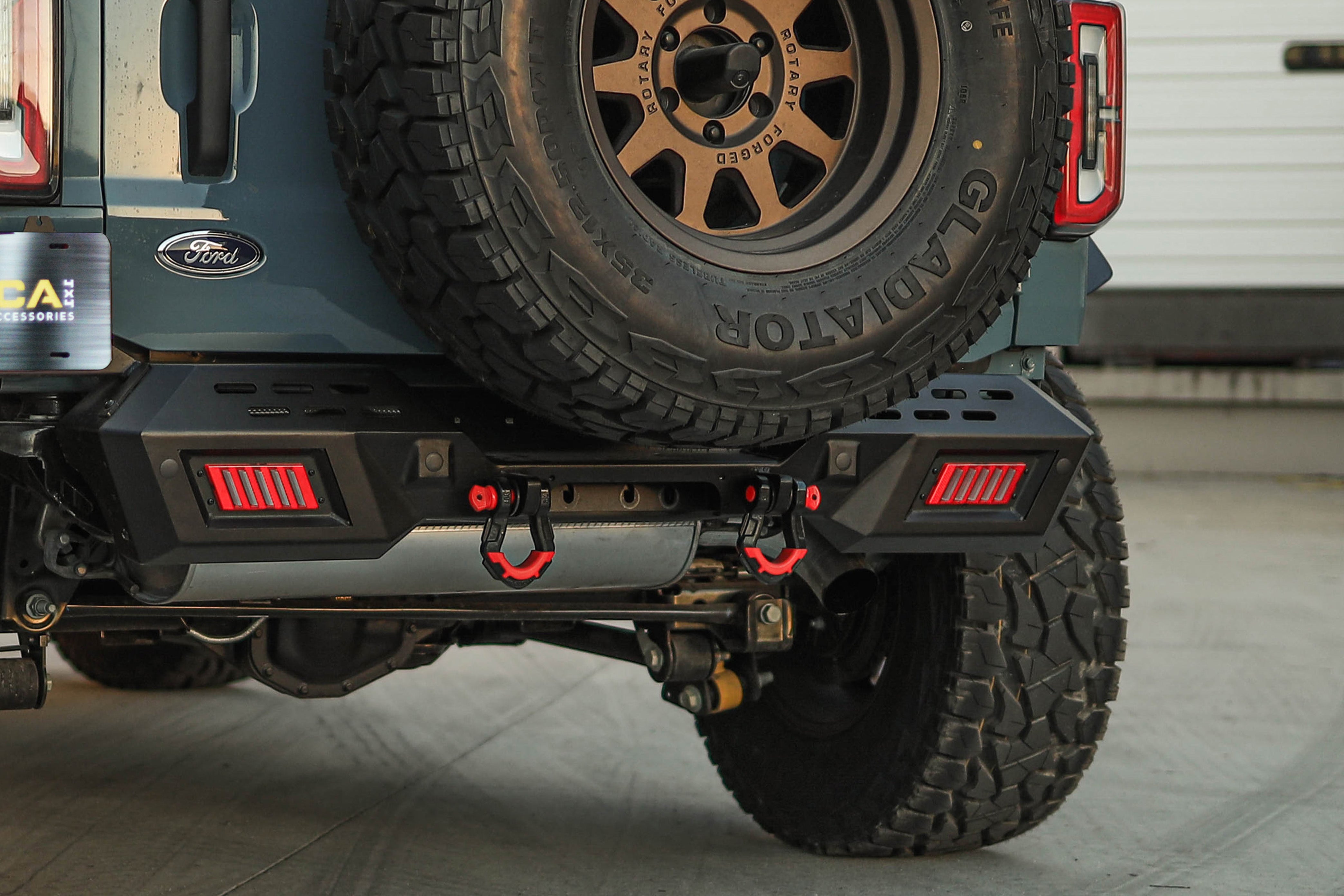 Attica 2021-2024 Ford Bronco Modular Rear Bumper Powder Coated Steel Black ATTFB01B102-BX