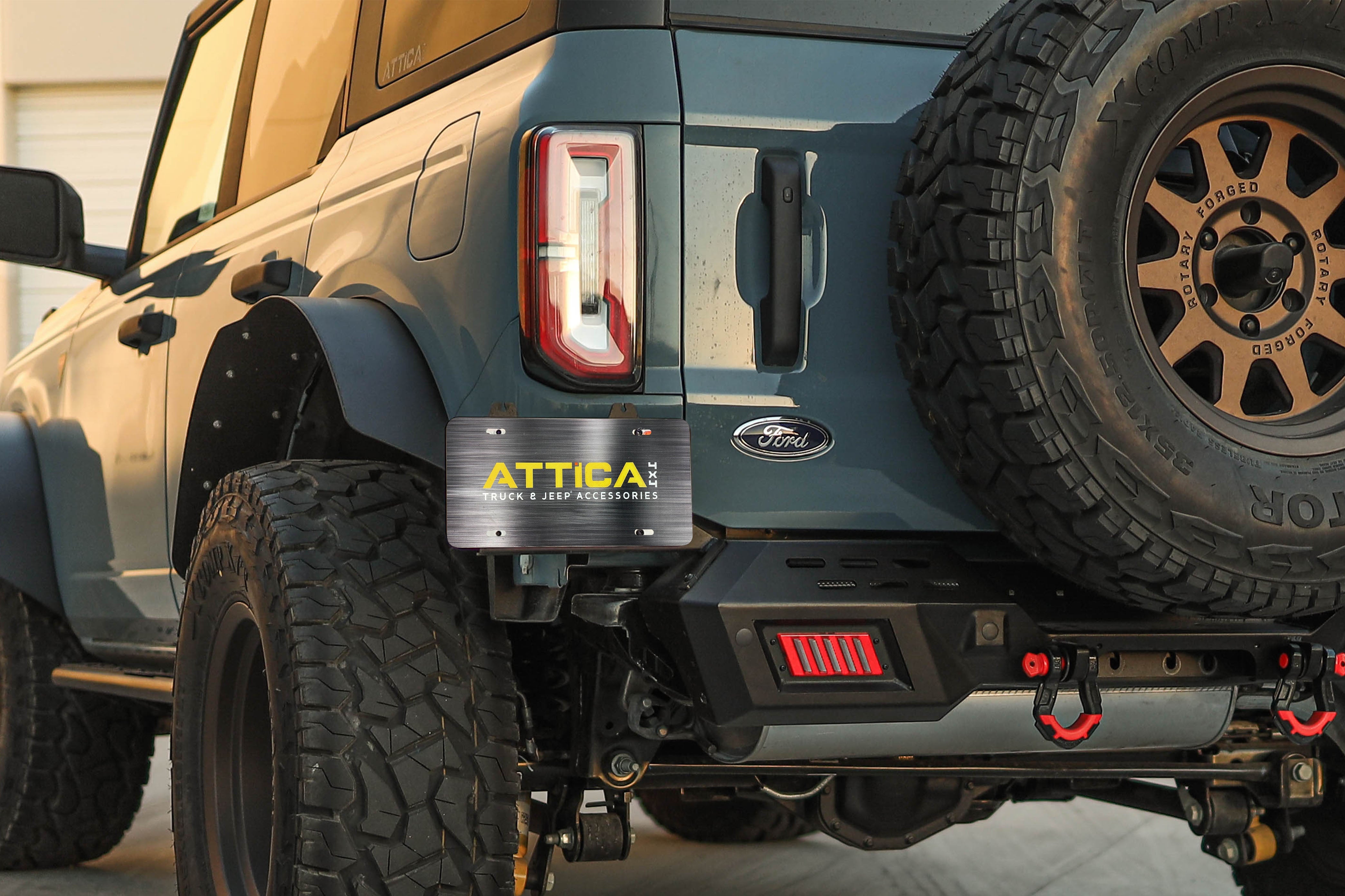 Attica 2021-2024 Ford Bronco Rear Fender Flares Powder Coated Steel Black ATTFB01H101-BX-R