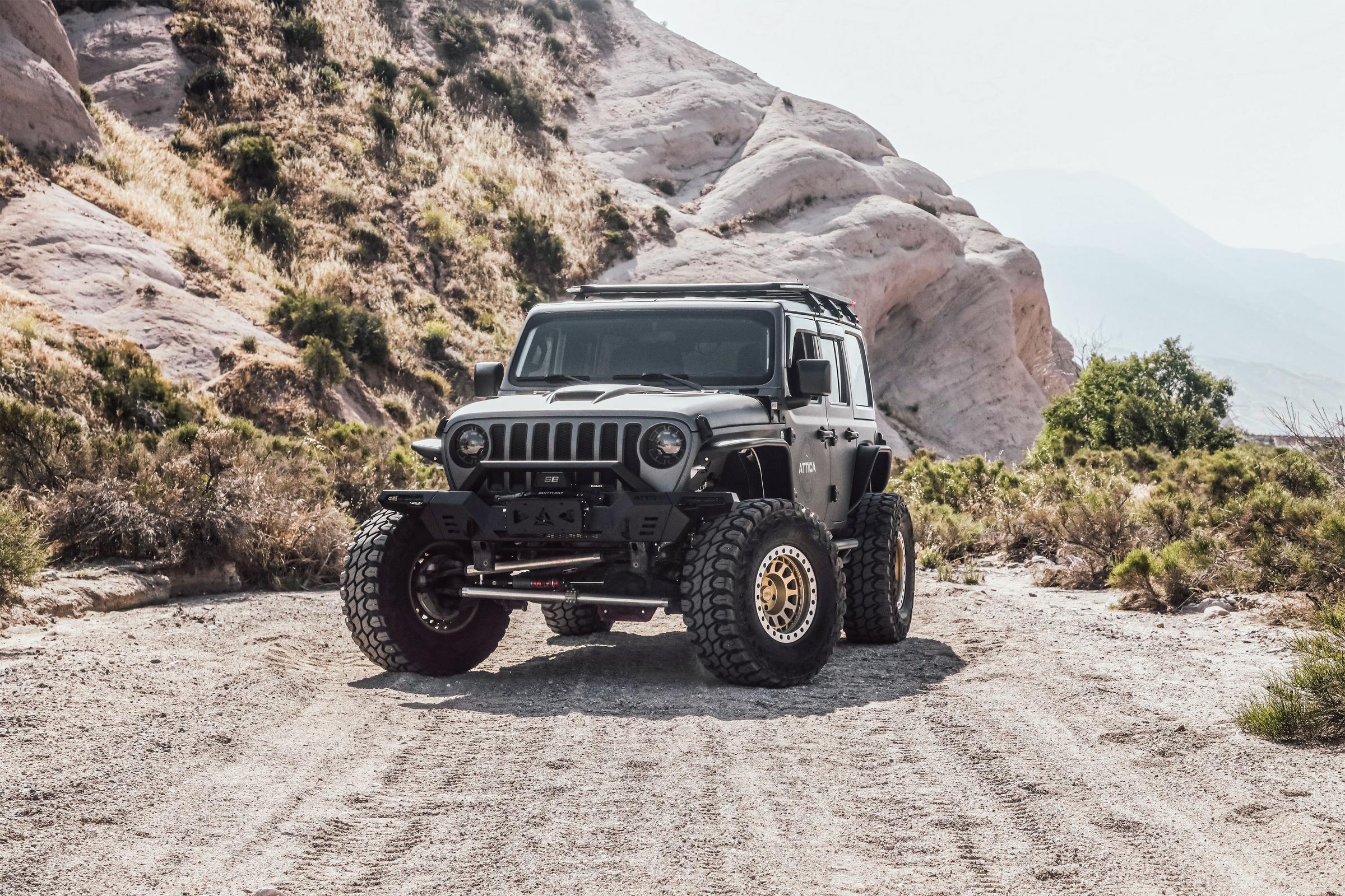 Attica 2018-2024 Jeep Wrangler JL 2019-2024 Gladiator Frontier Series Black Powder Coated Steel Modular Front Bumper ATTJL01A110-BX