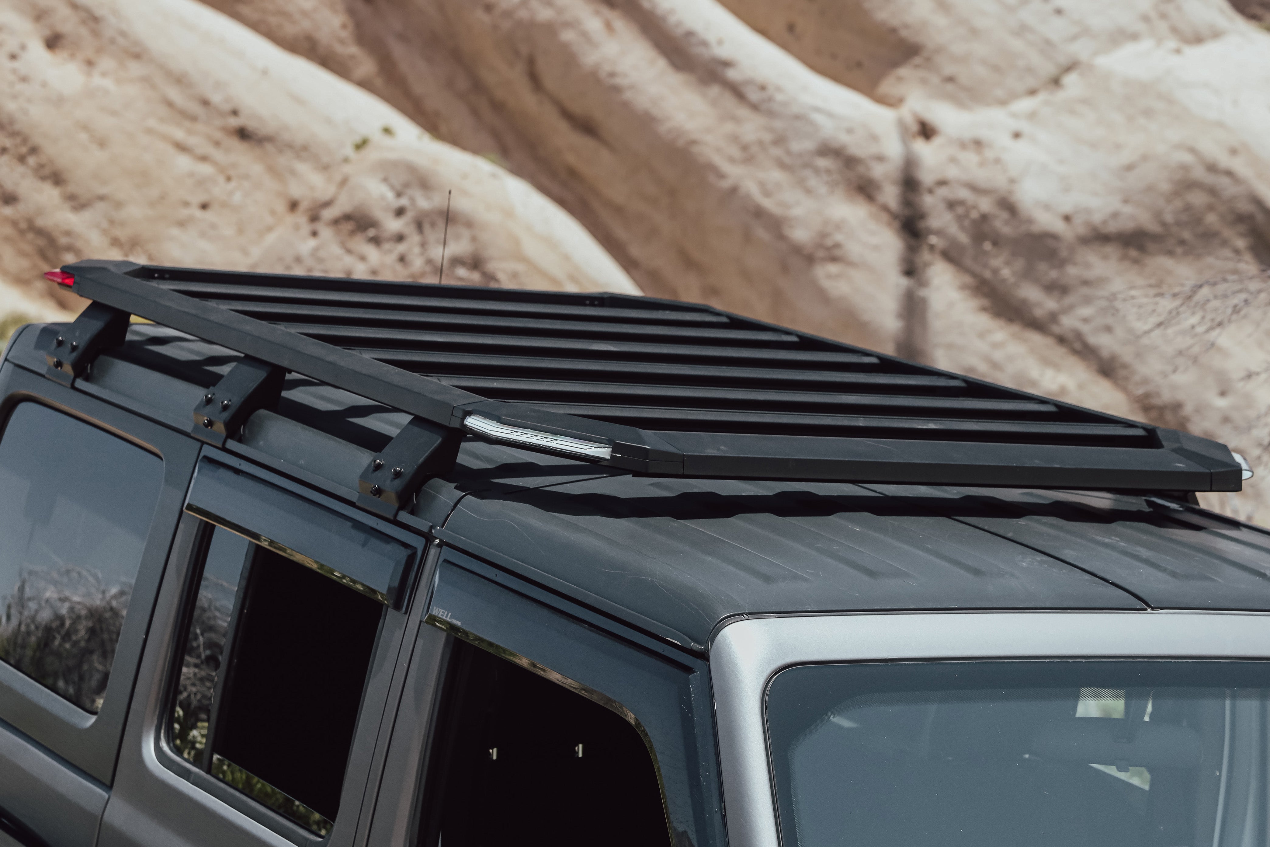 Attica 2018-2024 Jeep Wrangler JL 4 Door Full Size Roof Rack with 4 Corner Lights Powder Coated Aluminum Black ATTJL02F101-BX