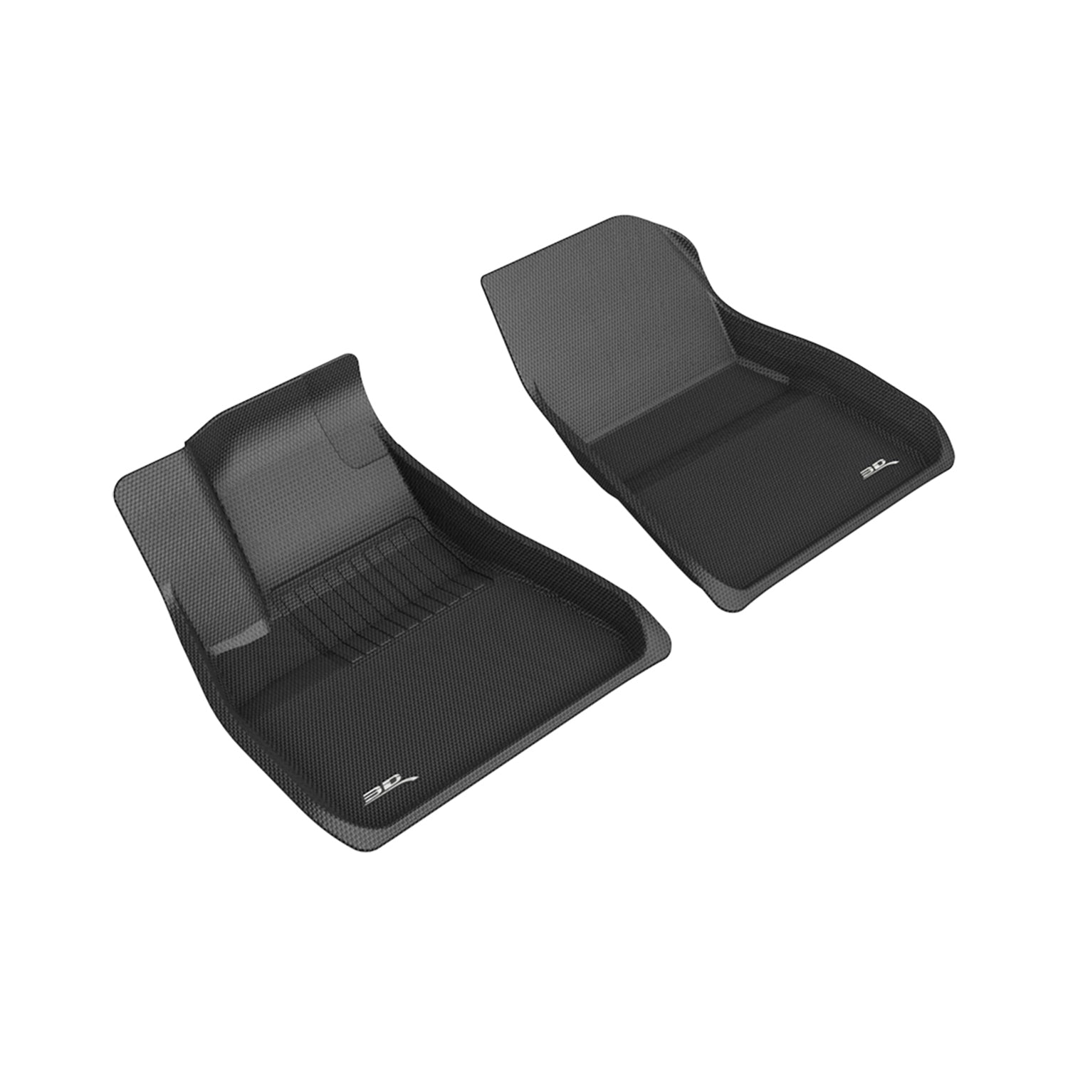 3D Maxpider 2018-2023 Tesla Model 3 Kagu Carbon Fiber Embossed Pattern 1st Row Floor Mat Black L1TL02611509