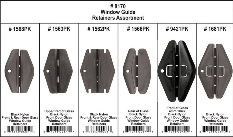 Disco Shipped in 6 Hole Plastic Tray GM Window Guide Assortment 8170