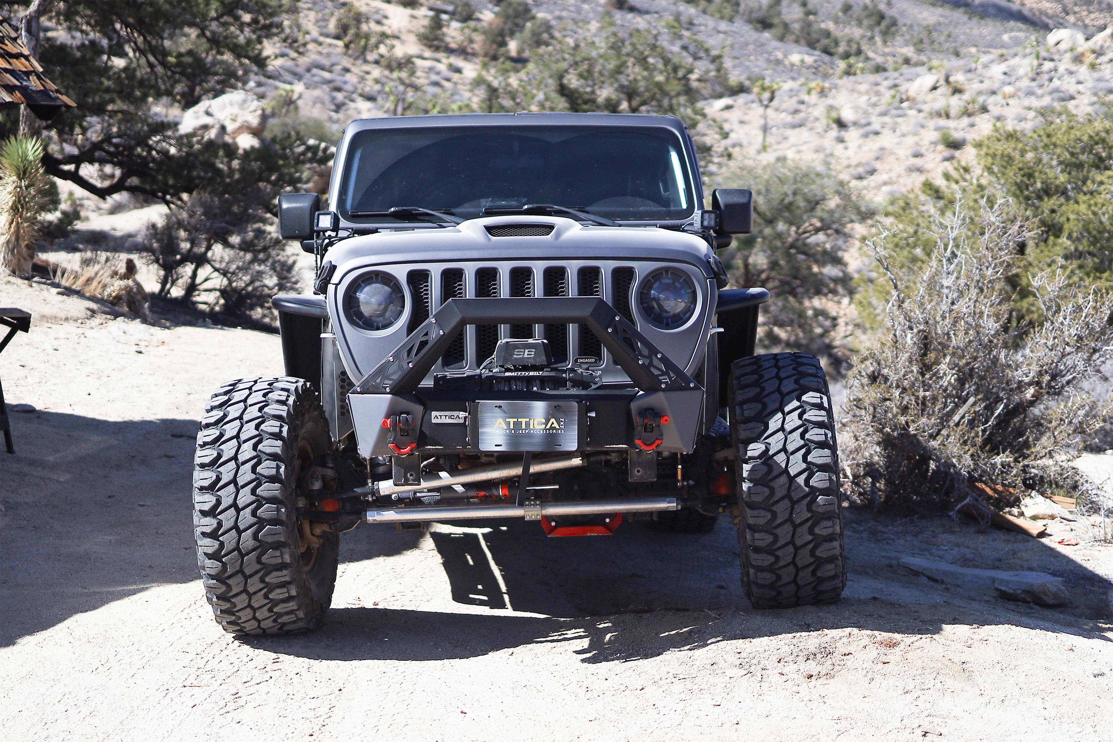 Attica 2018-2024 Jeep Wrangler JL 2019-2024 Gladiator Terra Series Black Powder Coated Steel Front Bumper ATTJL01A106-BX