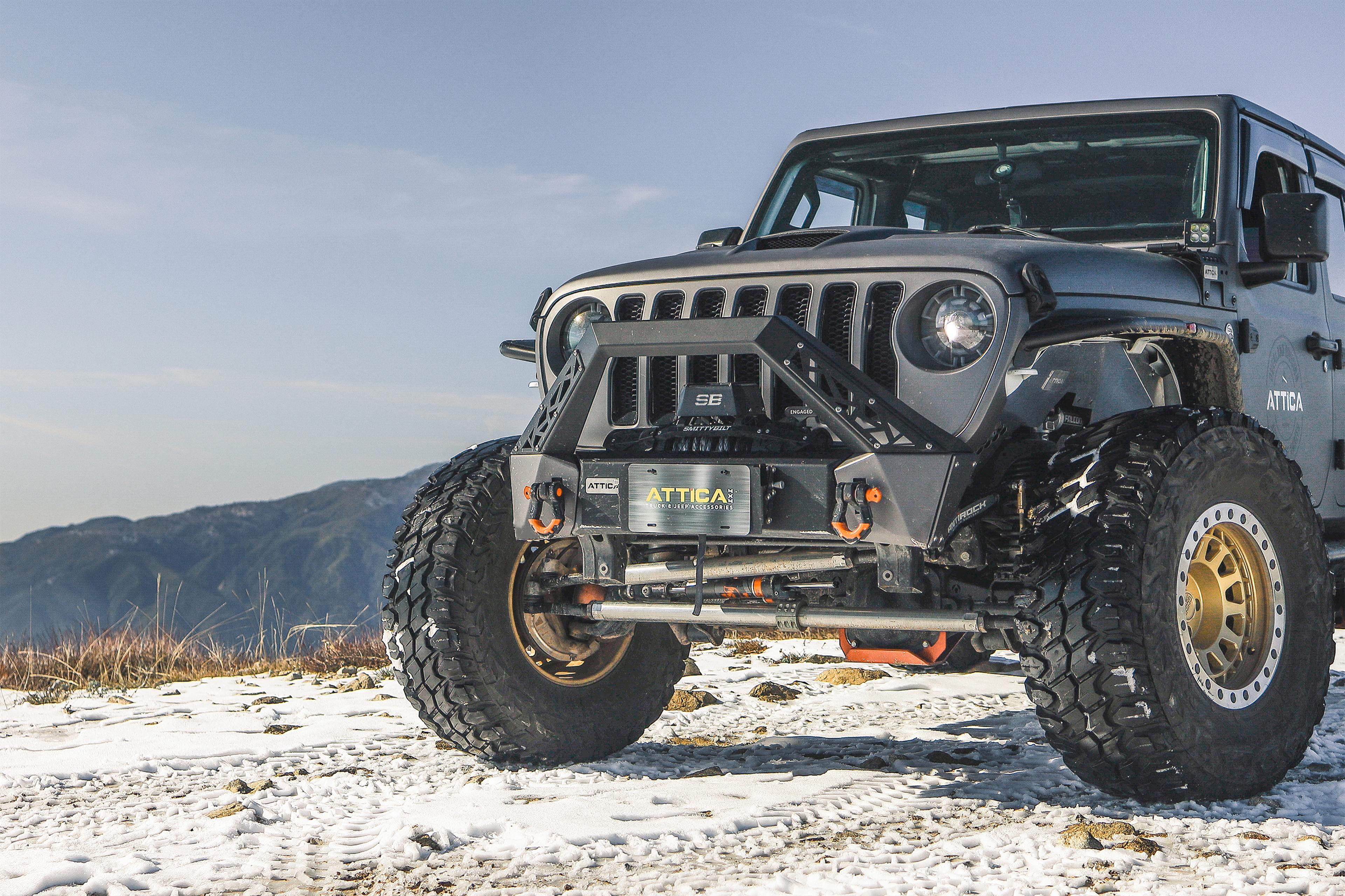 Attica 2018-2024 Jeep Wrangler JL 2019-2024 Gladiator Terra Series Black Powder Coated Steel Front Bumper ATTJL01A106-BX