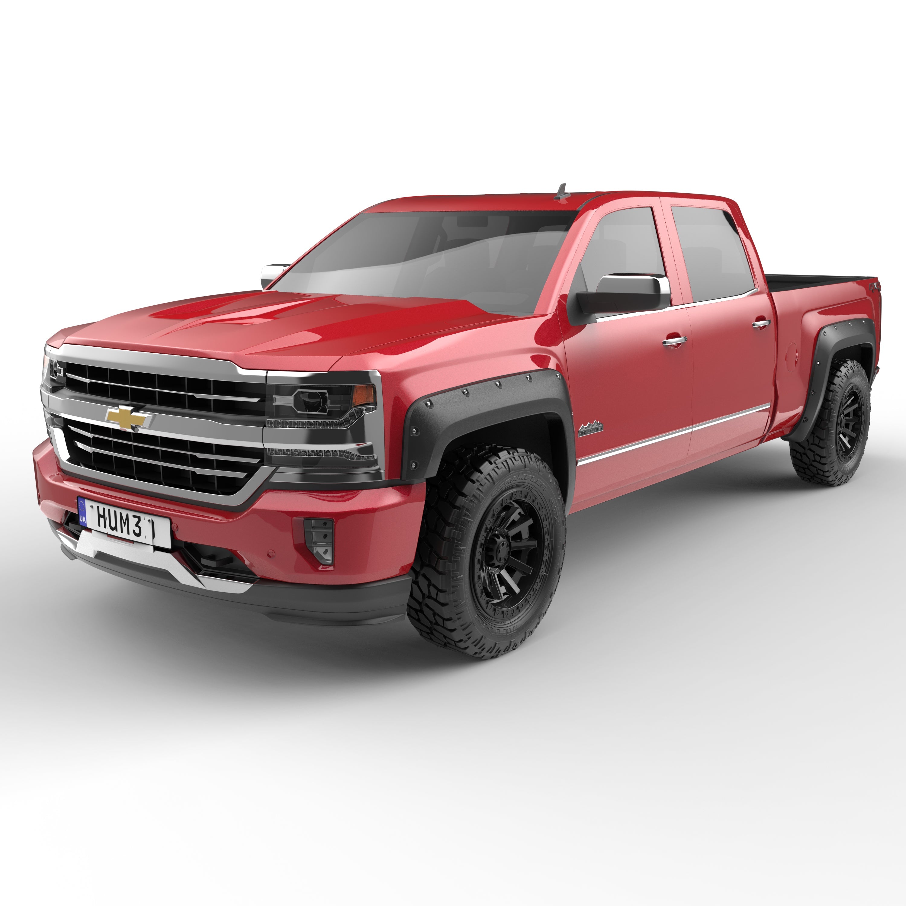 EGR 2014-2018 Chevrolet Silverado 1500 2015-2019 Silverado 2500HD 3500HD Set Of 4 Baseline Bolt Style Fender Flares BLF1009