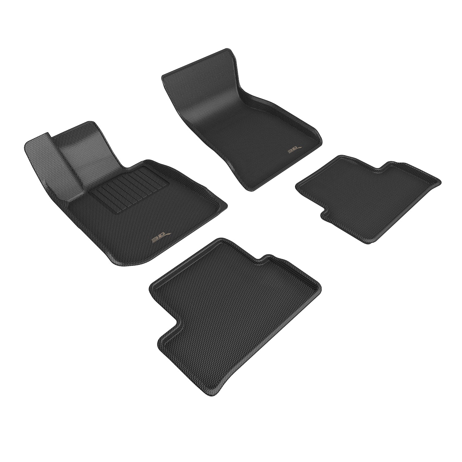 3D Maxpider 2022-2024 BMW I4 G26 1st 2nd Row Kagu Carbon Fiber Embossed Pattern Floor Mat Black L1BM12901509