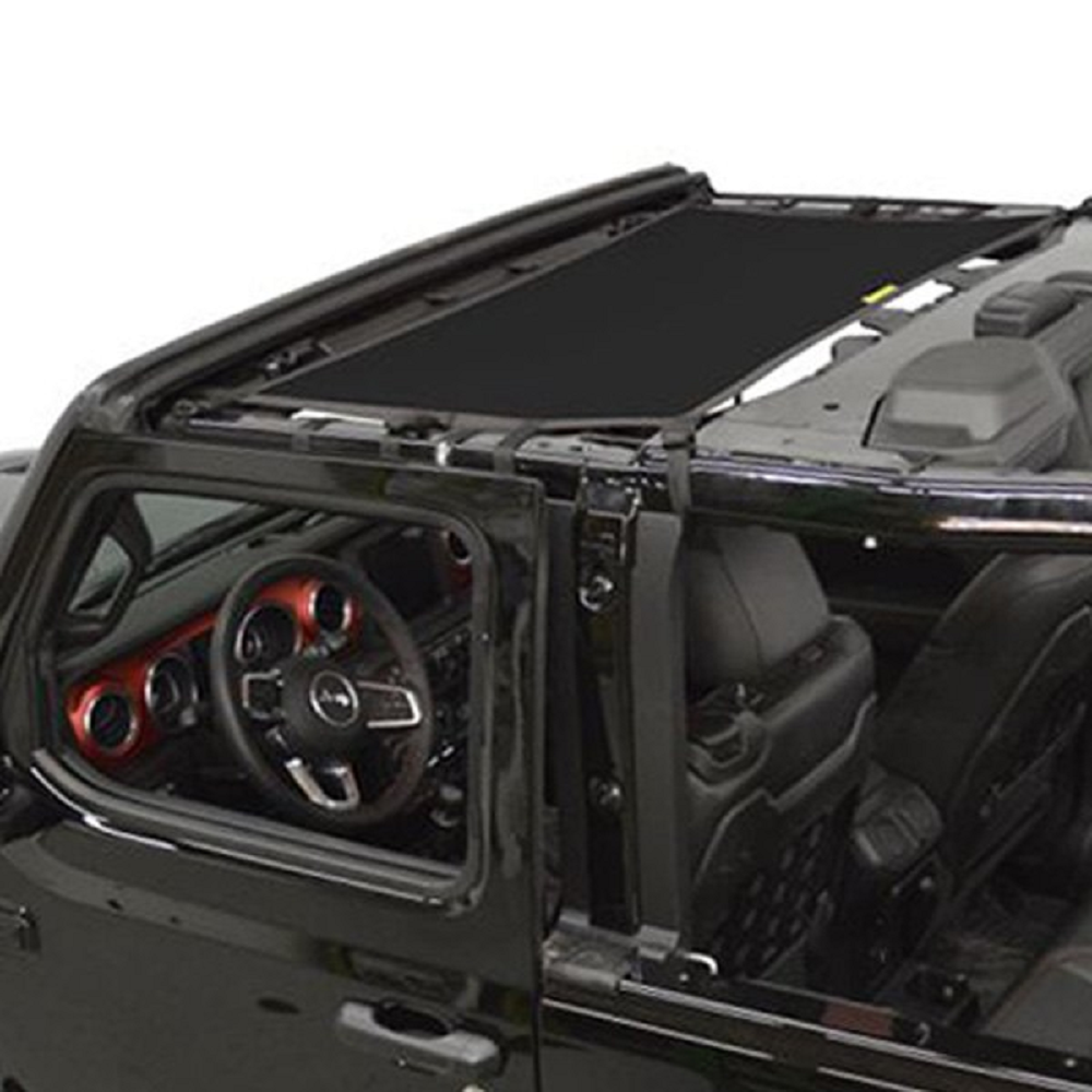 DirtyDog 2018-2019 Jeep Wrangler JL Sun Screen Covers Front and Rear Seat 2 Door Black JL2S19S1BK