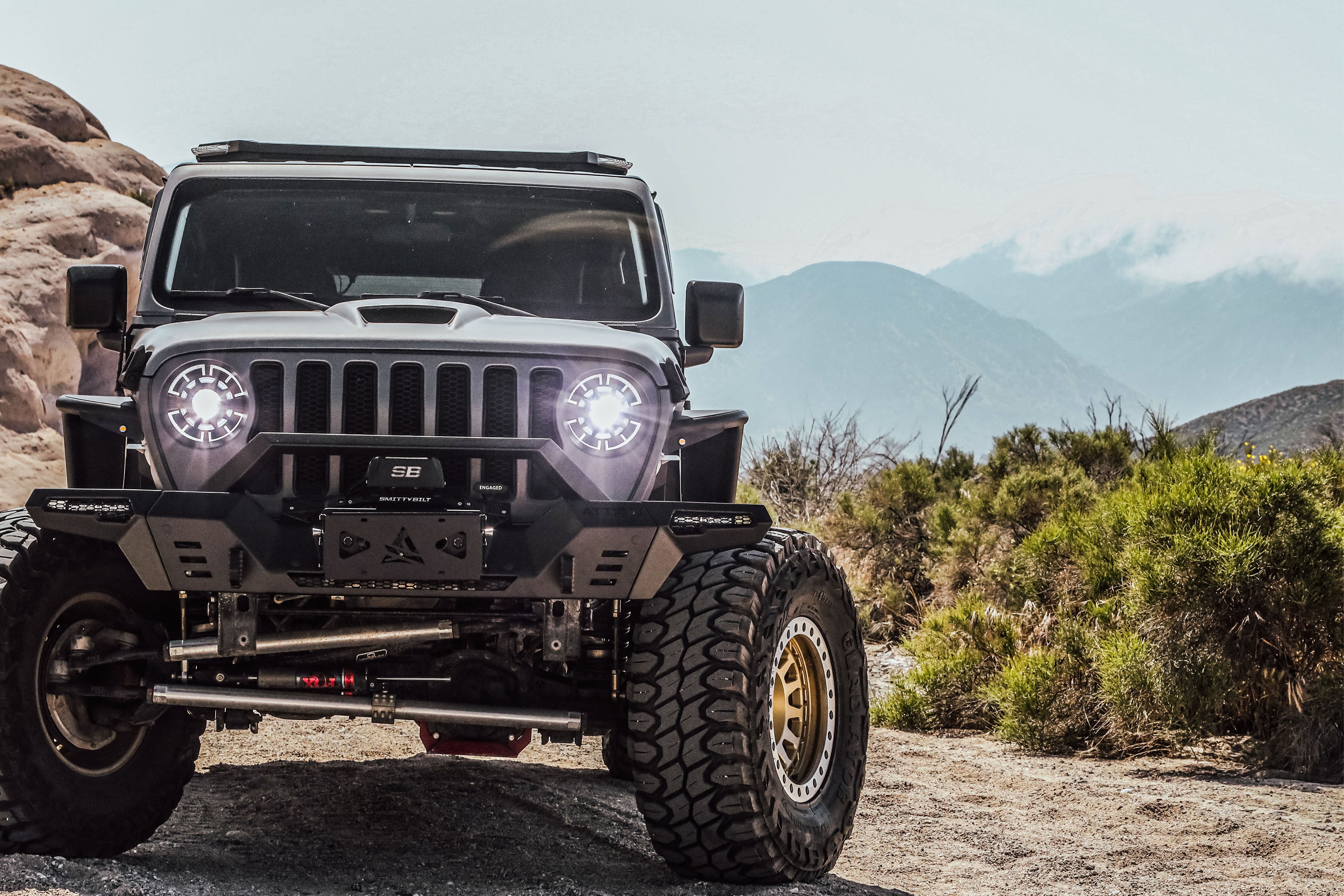Attica 2018-2024 Jeep Wrangler JL 2019-2024 Gladiator JT Led ARK Series Headlights Led DRL Set Clear Black CHATT0657-BC