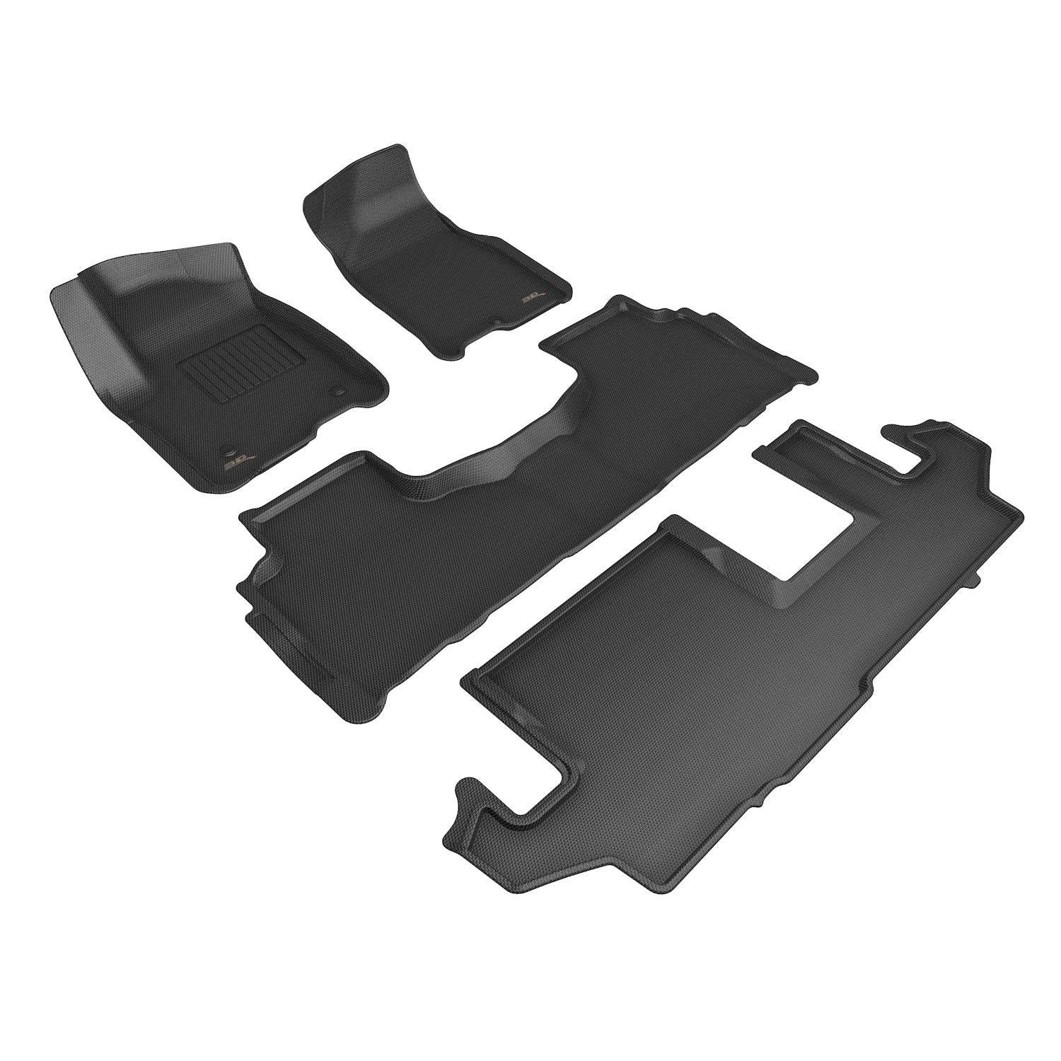 3D Maxpider 2021-2024 Chevrolet Suburban Custom Fit Kagu Full Set 1st 2nd & 3rd Row Carbon Fiber Embossed Pattern Floor Mat Black L1CH09801509