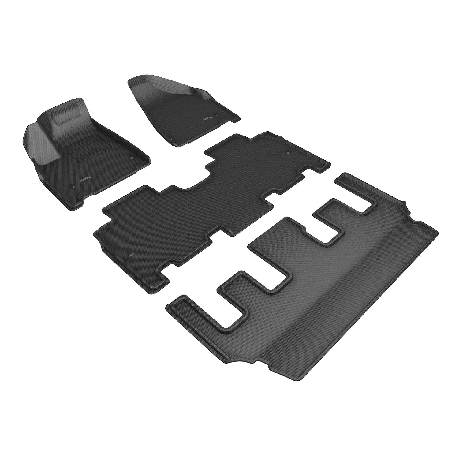 3D Maxpider 2021-2024 Chrysler Pacifica Pinnacle Custom Fit Kagu Full Set 1st 2nd& 3rd Row Carbon Fiber Embossed Pattern Floor Mat Black L1CY00801509