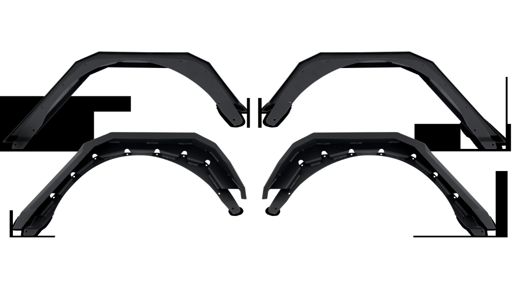 Body Armor 2018-2023 Jeep Wrangler JL Rear Fender Flares Light Texture Fender Flare Black JL-6103