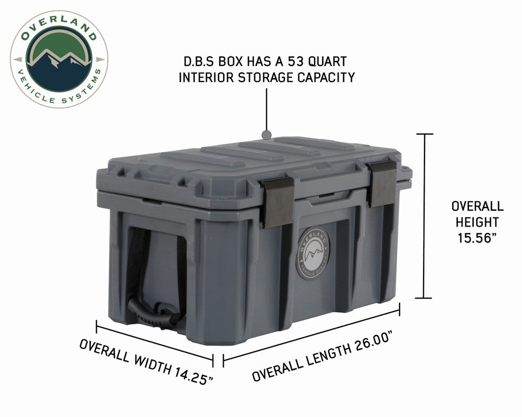 OVS D.B.S. Dark Grey 53 QT Dry Box with Wheels Drain and Bottle Opener 40100001