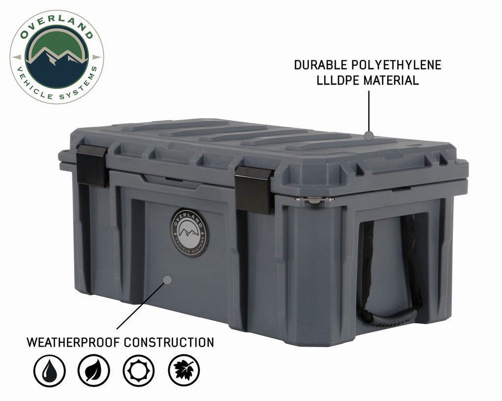 OVS D.B.S. Dark Grey 95 QT Dry Box with Wheels Drain and Bottle Opener 40100011