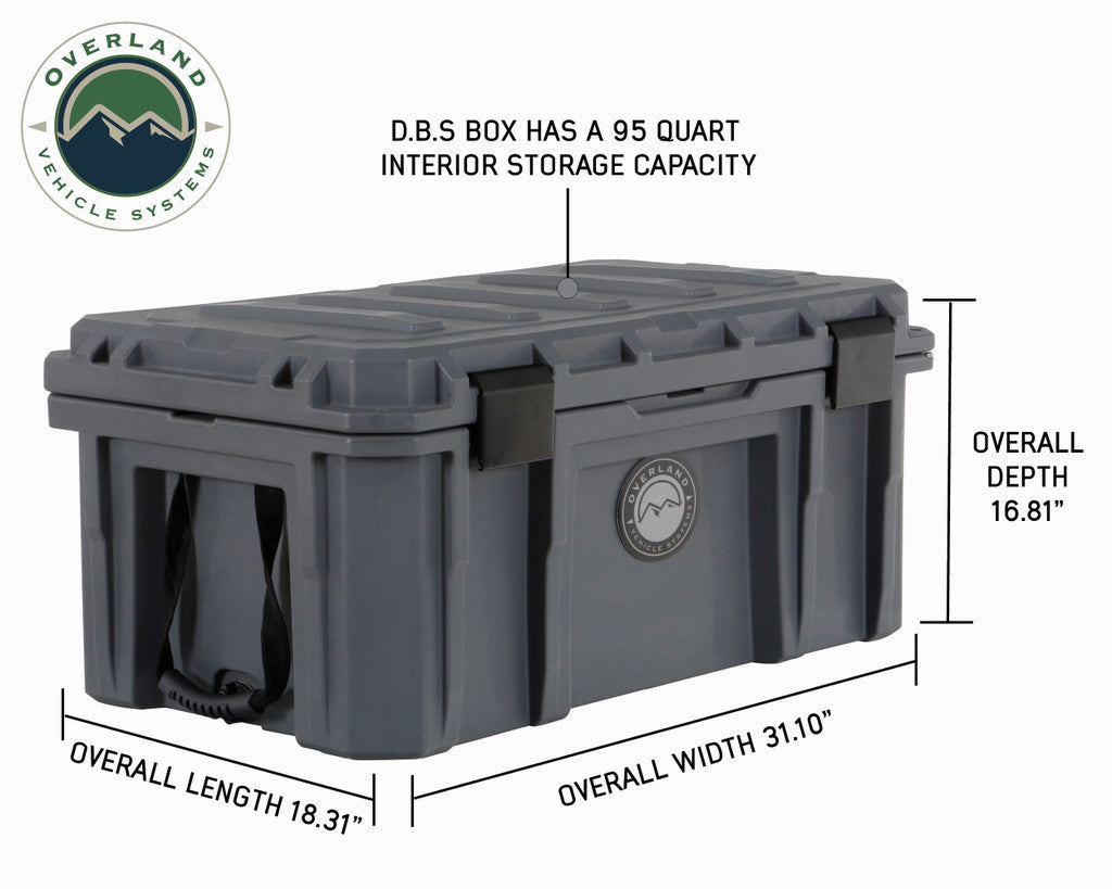 OVS D.B.S. Dark Grey 95 QT Dry Box with Wheels Drain and Bottle Opener 40100011