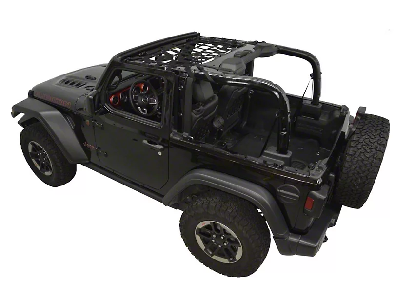 Dirtydog 2018-2019 Jeep Wrangler JL Front Seat Netting 2 Door Black JL2N19F1BK