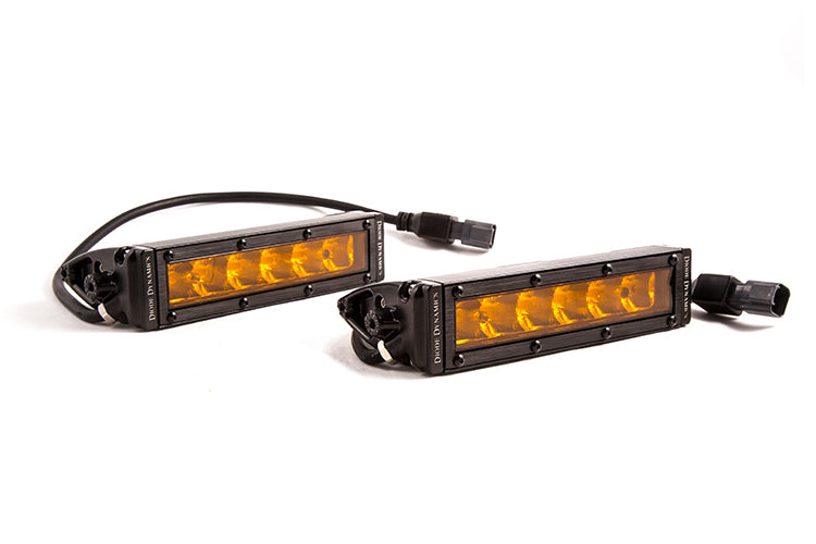 Diode Dynamics Single Row Straight SS6 Amber Driving 6 Inch LED Light Bar Pair DD5036P