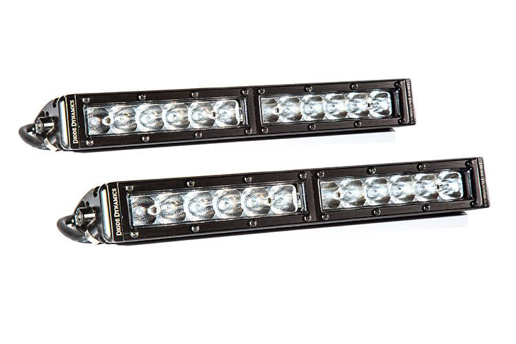 Diode Dynamics Stage Series 12 Inch LED Light Bar Single Row Straight Clear Flood Pair DD6033P