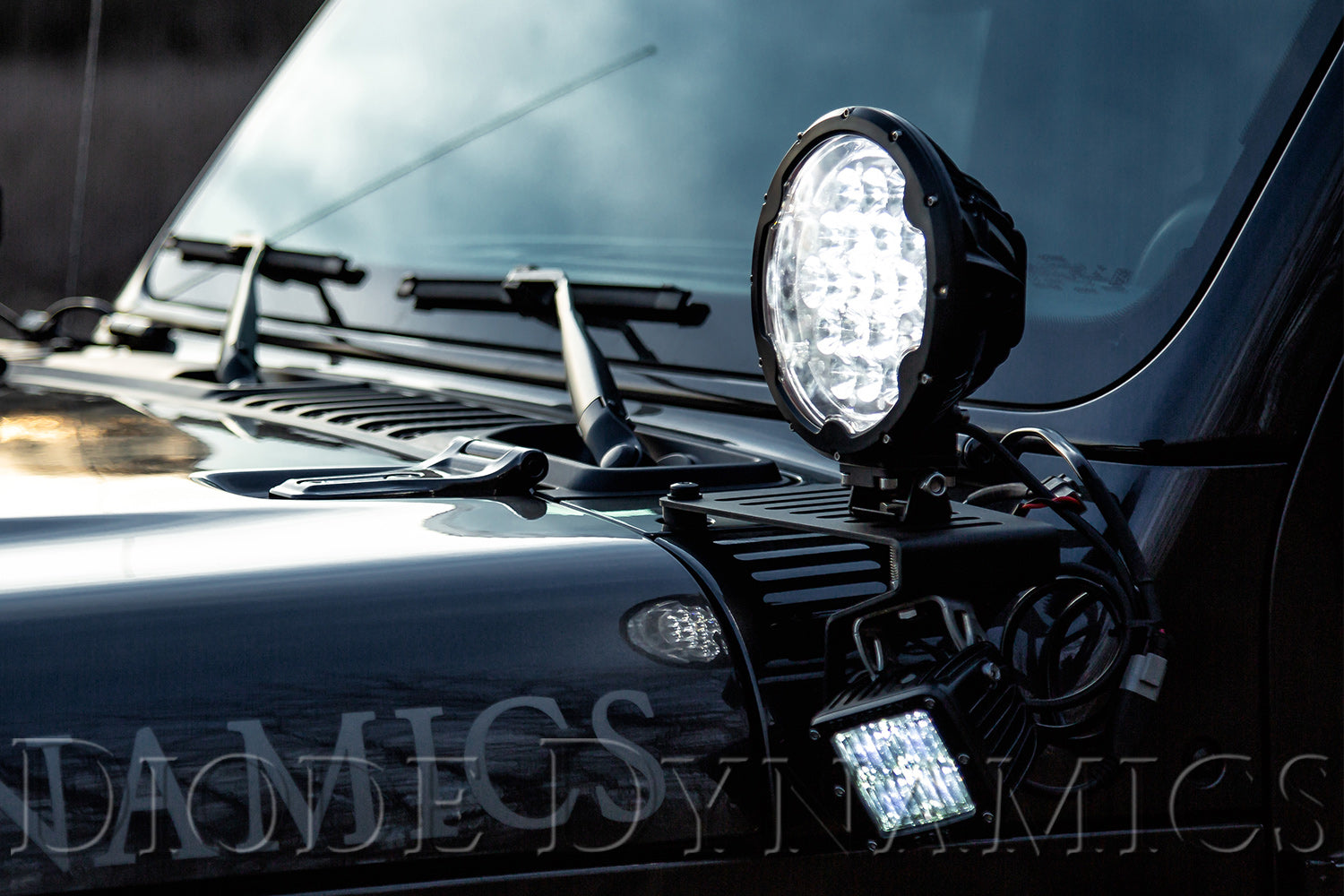 Diode Dynamics 2018-2021 Jeep JL Wrangler Gladiator White Flood Stage Series SS6 Cowl LED Bracket Kit DD6093
