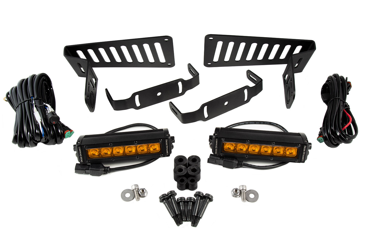 Diode Dynamics 2018-2021 Jeep Wrangler JL Gladiator SS6 Cowl LED Amber Driving Bracket Kit DD6094