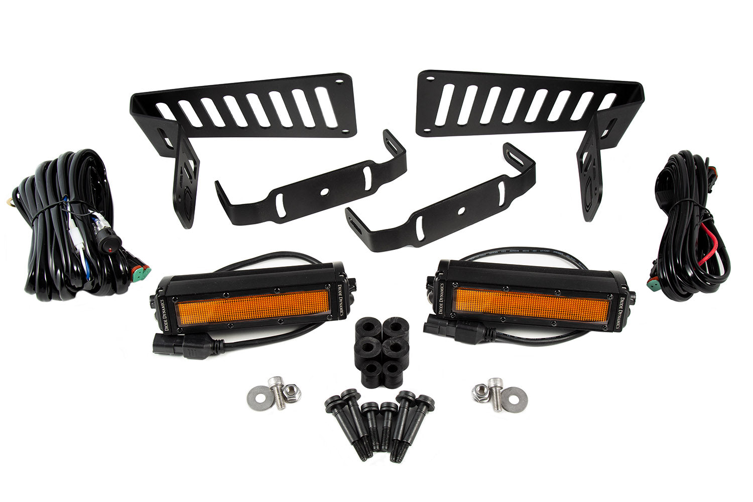 Diode Dynamics 2018-2021 Jeep JL Wrangler Gladiator Amber Flood Stage Series SS6 Cowl LED Bracket Kit DD6095