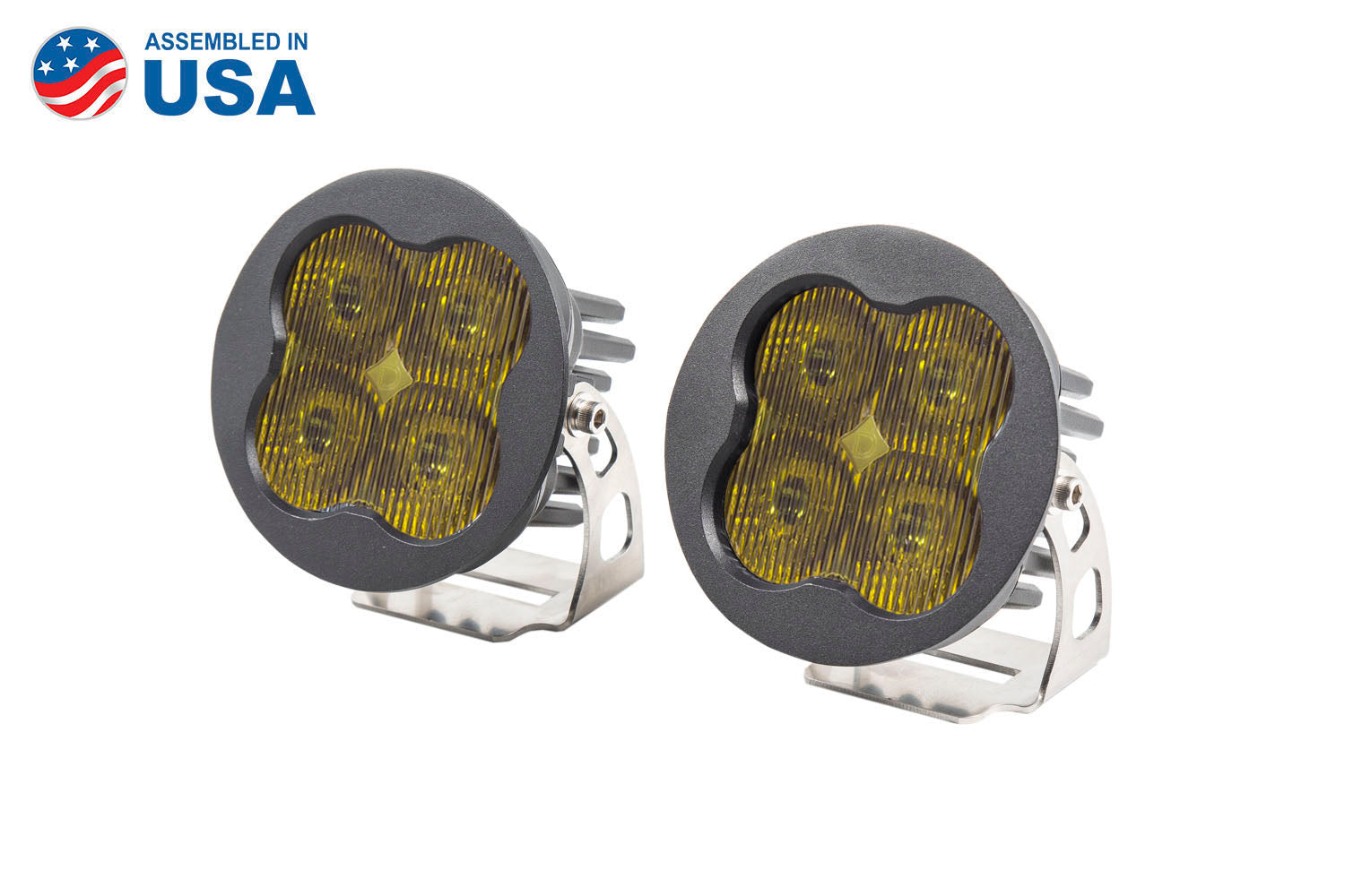 Diode Dynamics Worklight SS3 Pro Yellow SAE Fog Round Pair DD6150P
