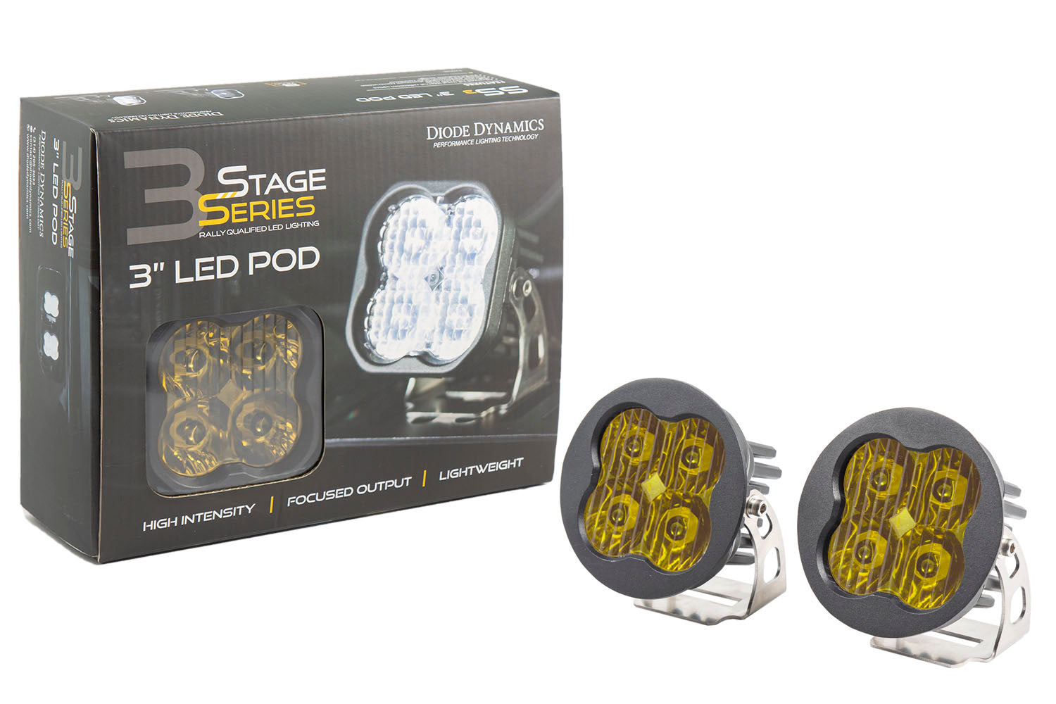 Diode Dynamics Worklight SS3 Pro Yellow SAE Fog Round Pair DD6150P