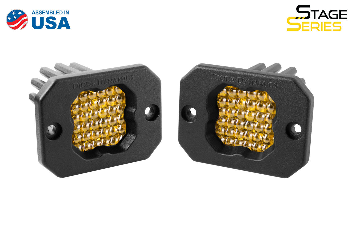 Diode Dynamics Stage Series C1 LED Pod Sport Yellow Flood Flush ABL Pair DD6473P