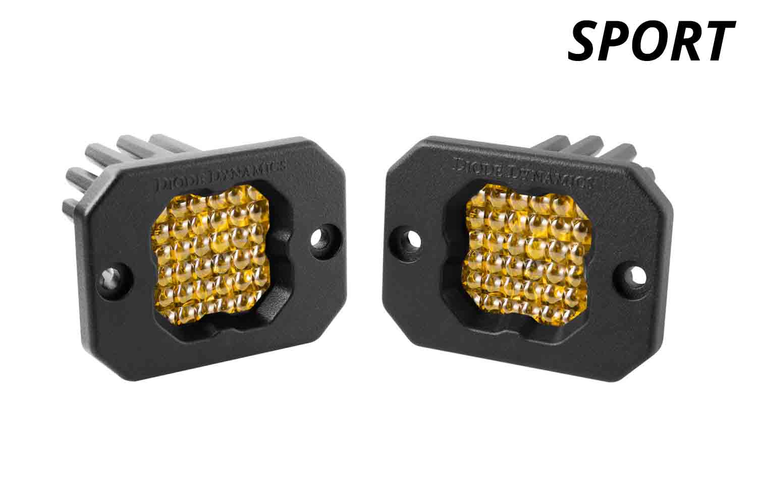 Diode Dynamics Stage Series C1 LED Pod Sport Yellow Flood Flush ABL Pair DD6473P