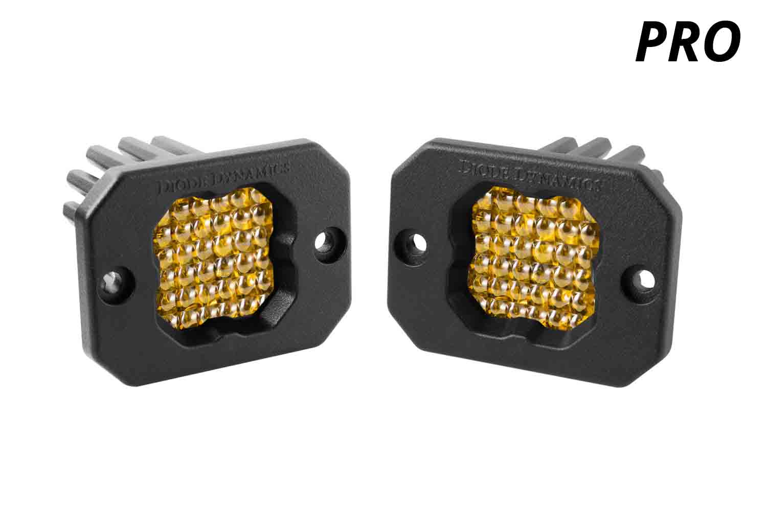 Diode Dynamics Stage Series C1 LED Pod Pro Yellow Flood Flush ABL Pair DD6478P