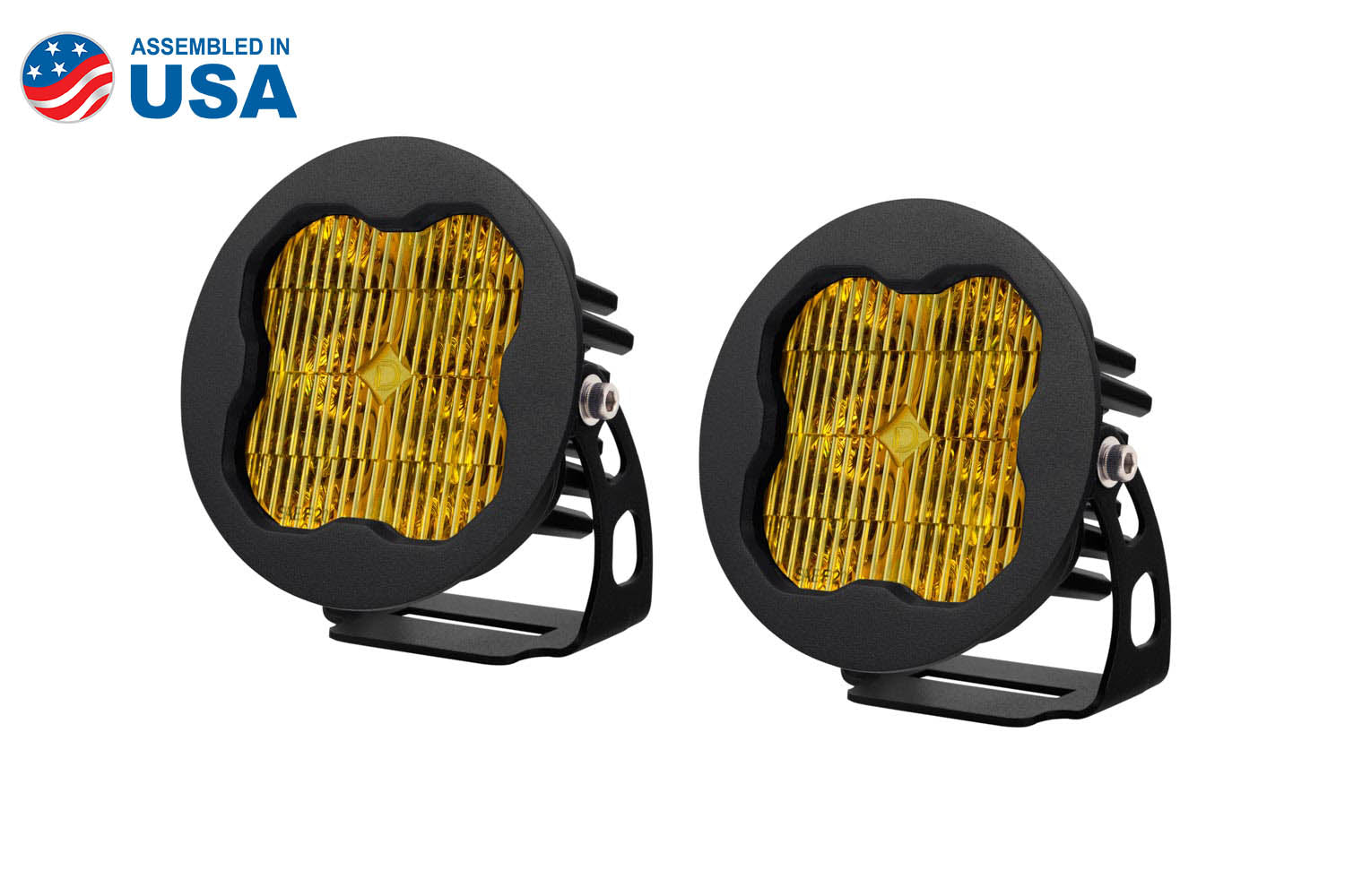 Diode Dynamics SS3 LED Pod Max Yellow SAE Fog Round Pair DD6495P