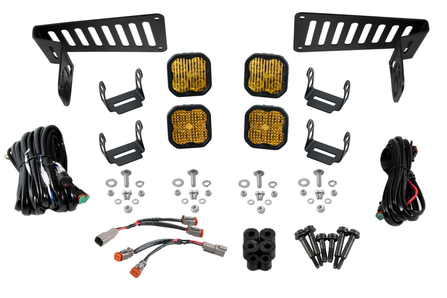 Diode Dynamics 2018-2021 Jeep Wrangler JL 2020-2021 Gladiator Yellow Sport SS3 Cowl LED Bracket Kit DD6555