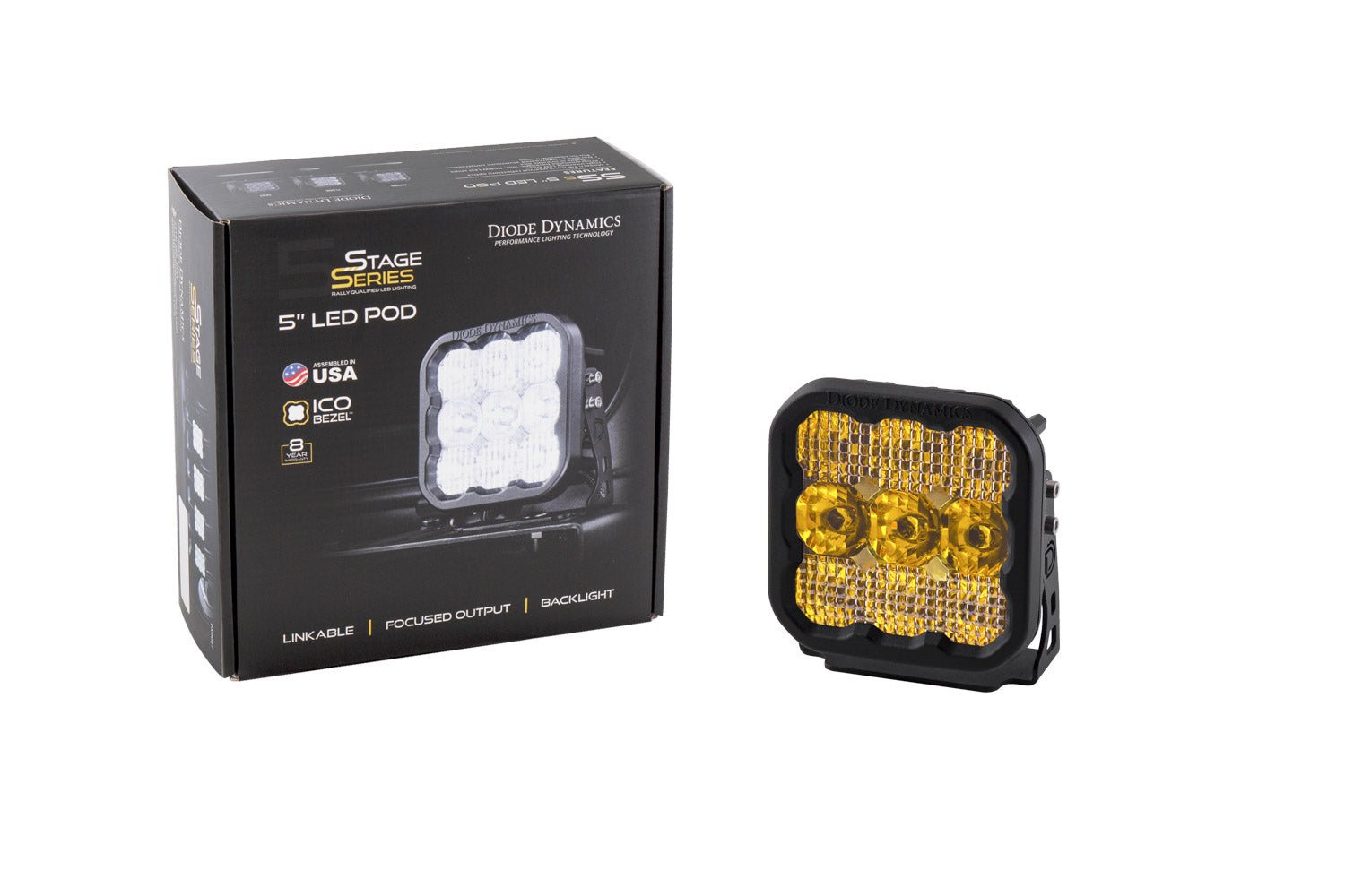 Diode Dynamics SS5 Pro Yellow Combo Single LED Pod DD6778S