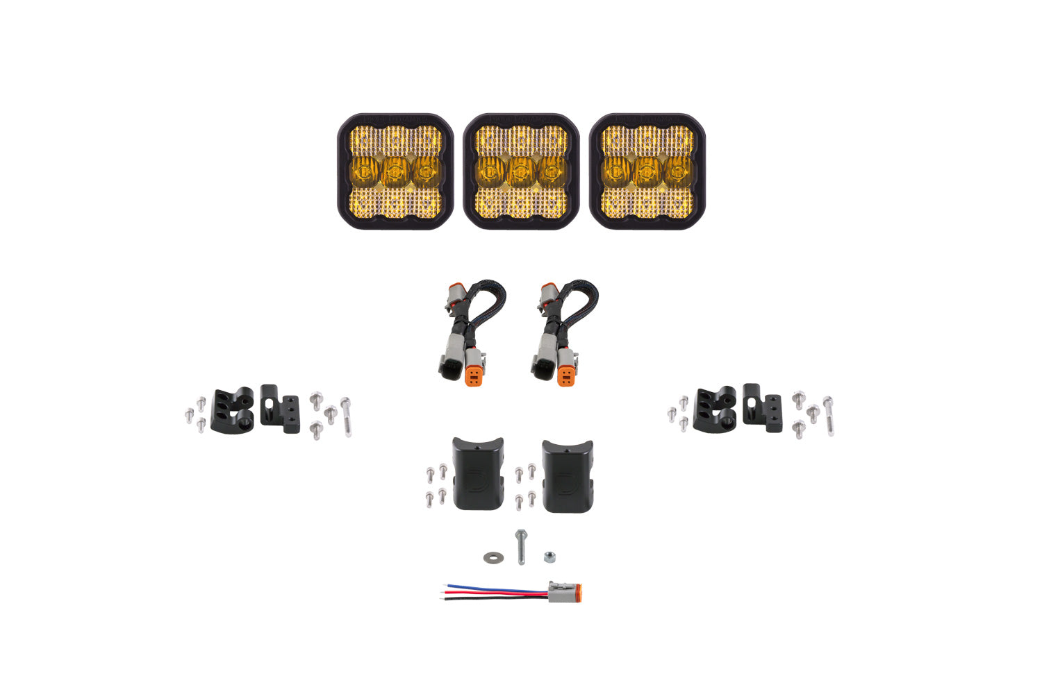 Diode Dynamics SS5 Sport Universal CrossLink 3-Pod Lightbar Yellow Combo DD6793