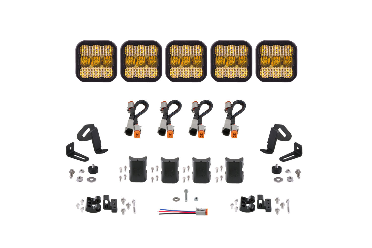 Diode Dynamics SS5 Sport Universal CrossLink 5-Pod Lightbar Yellow Combo DD6797