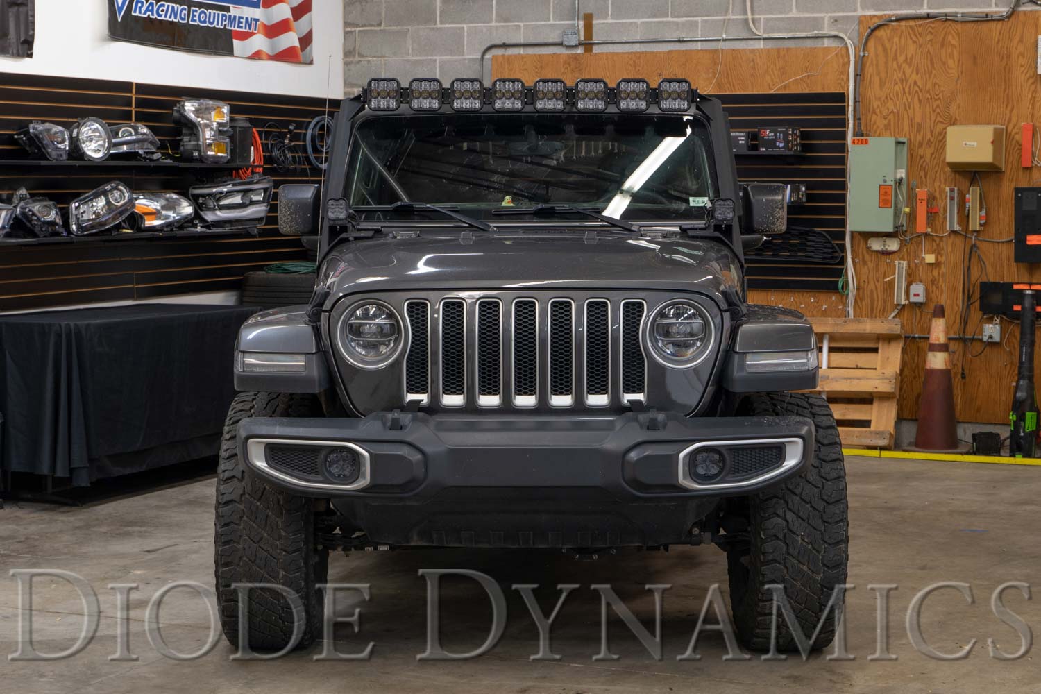 Diode Dynamics 2018-2021 Jeep Wrangler JL SS5 Sport CrossLink Windshield White Combo Lightbar Kit DD6821