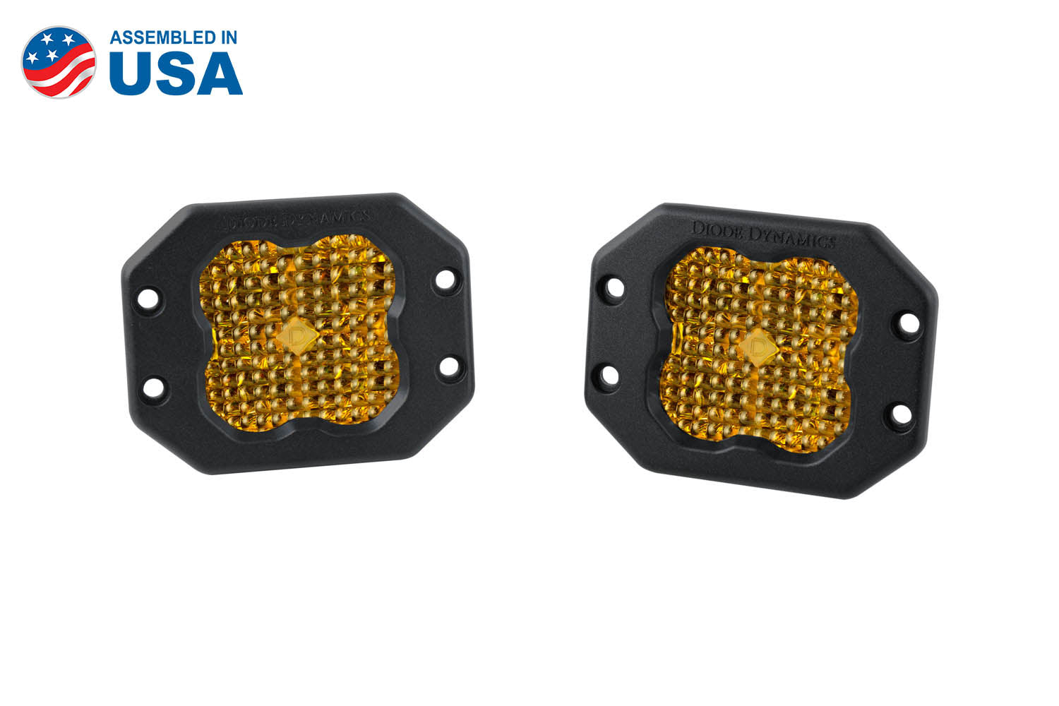 Diode Dynamics SS3 Sport ABL Yellow Flood Flush Pair DD6925P