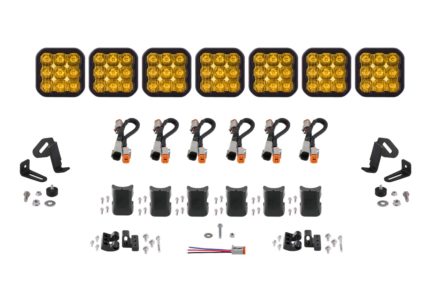 Diode Dynamics SS5 Sport Universal CrossLink 7-Pod Lightbar Yellow Driving DD7213