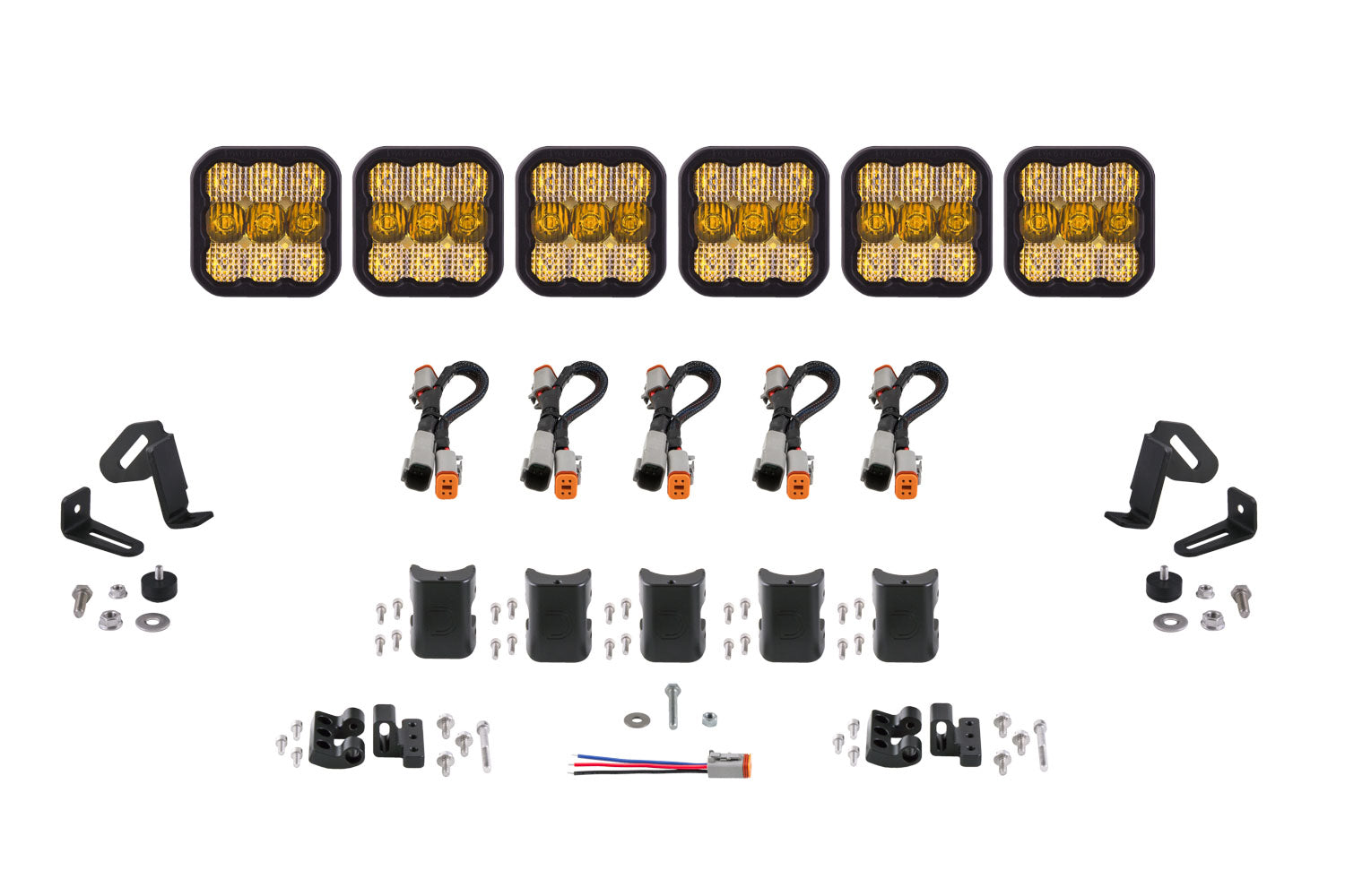 Diode Dynamics SS5 Pro Universal CrossLink 6-Pod Lightbar Yellow Combo DD7245