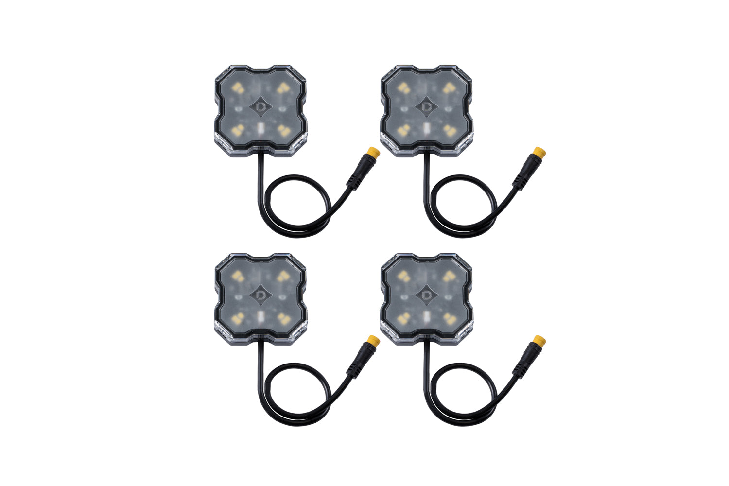 Diode Dynamics Stage Series Single-Color LED Rock Light White Clear M8 4-pack DD7441