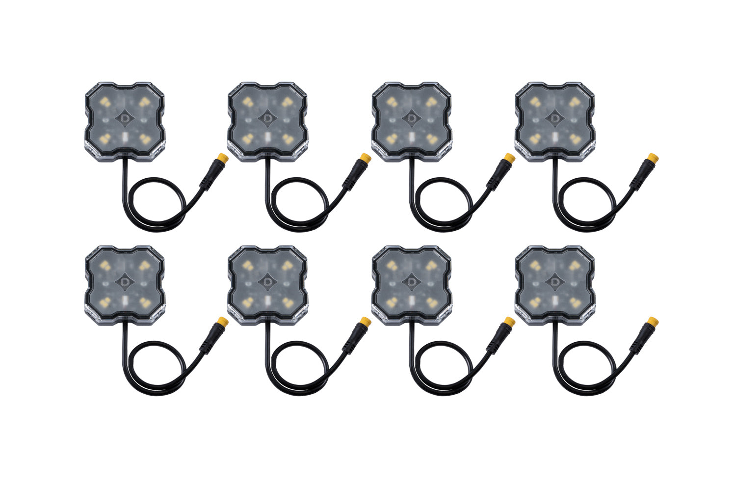 Diode Dynamics Stage Series Single-Color LED Rock Light White Clear M8 8-pack DD7448